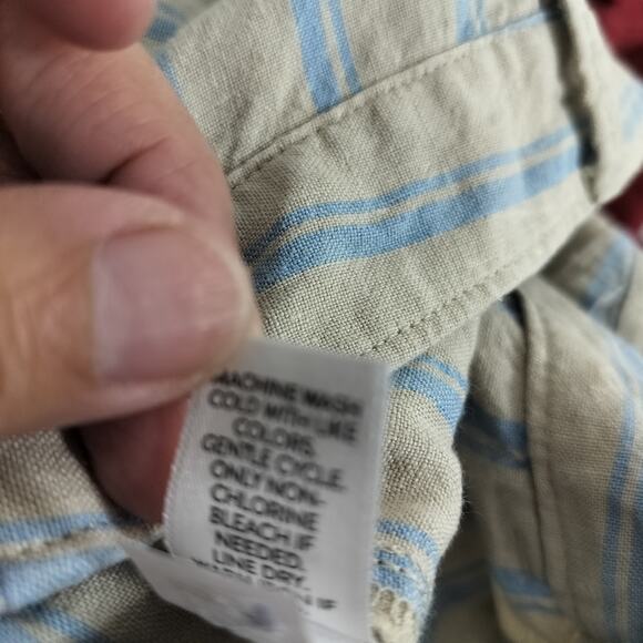 4080)J Jill Love Linen Flax-Blue Creased -front Wide Legs Pants Size MP - Picture 9 of 9